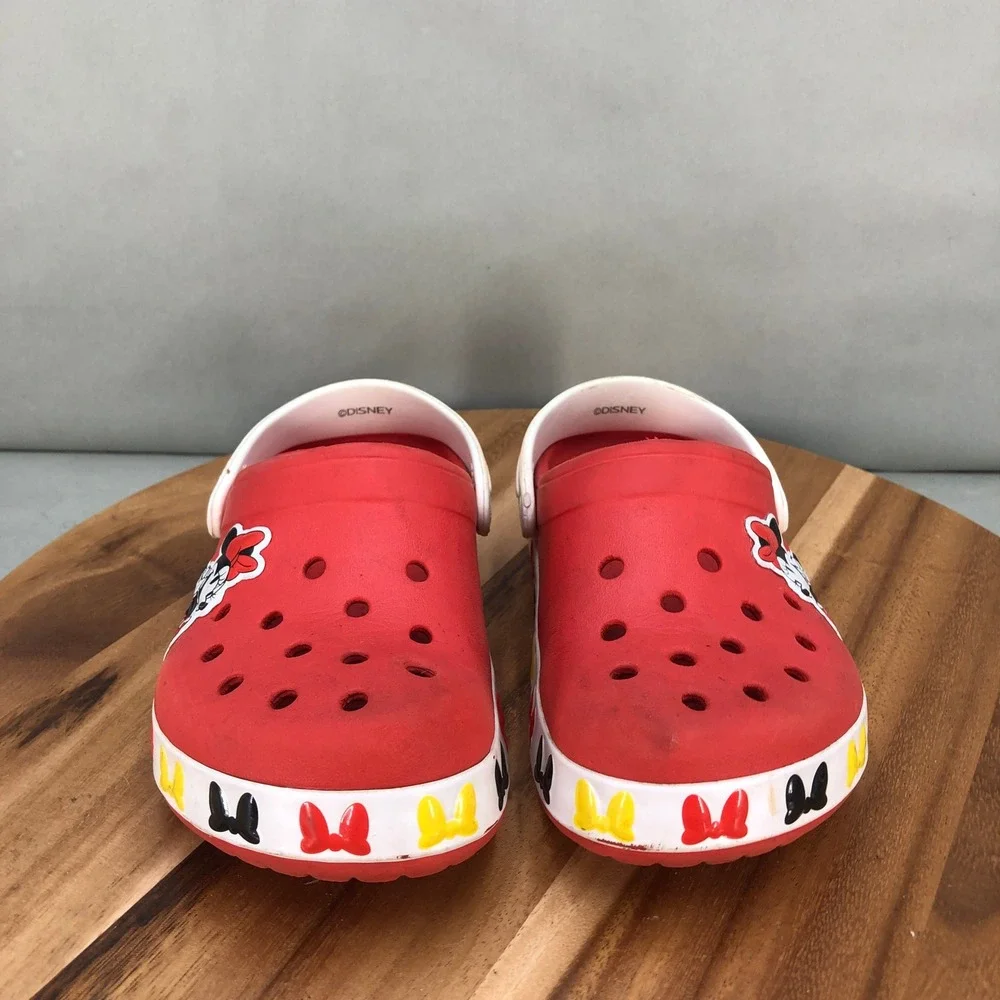 Crocs Disney Minnie Mouse Clogs Red White Bows Comfort Shoes Girls Size 3